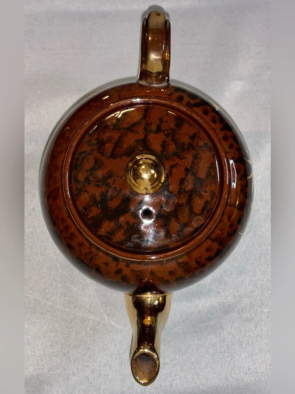 Vintage Gibsons England Tortoiseshell Teapot T720 Gold Gilt Leaf Art Deco 5.5